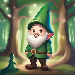 Character art of a young gnome with a pointy hat