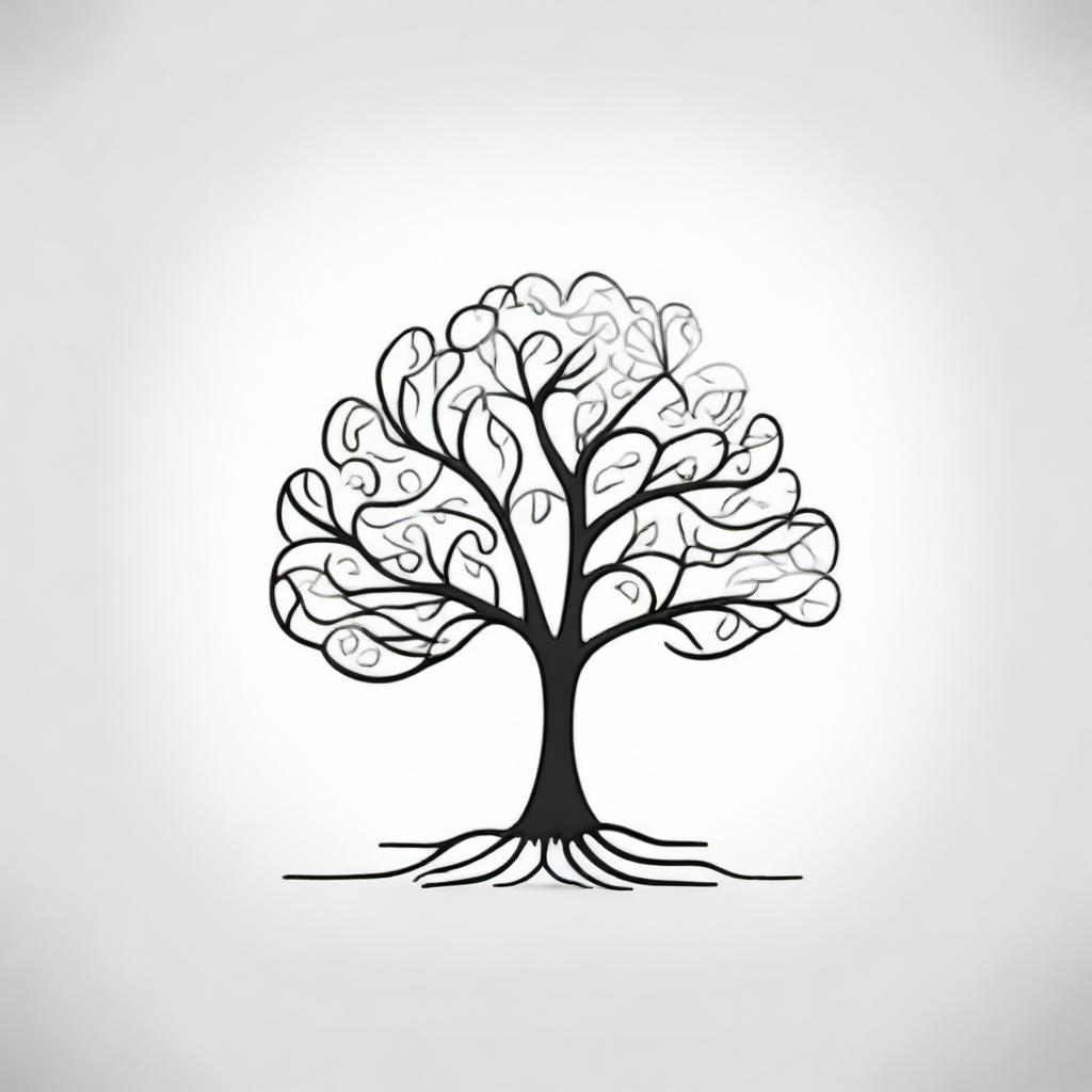 A simple background with a drawing of a foil outline of a tree or a path, symbolizing growth and progress