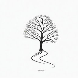 A simple outline of a path leading to a tree, designed for a book cover