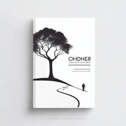 A simple outline of a path leading to a tree for a book cover