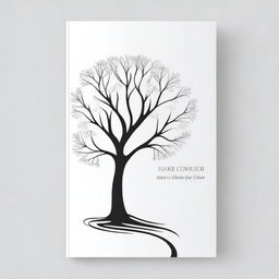 A simple outline of a path leading to a tree for a book cover