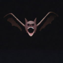 A pixelated image displaying a bat in mid-scream