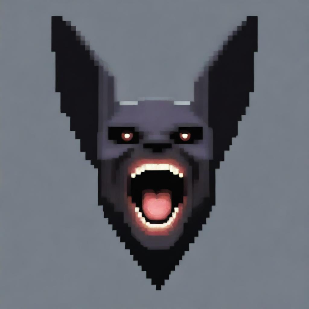 A pixelated depiction of a screaming bat with a distinguished beard