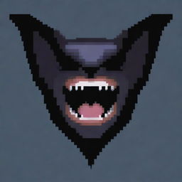 A pixelated depiction of a screaming bat with a distinguished beard