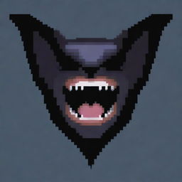 A pixelated depiction of a screaming bat with a distinguished beard