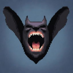 A pixelated depiction of a screaming bat with a distinguished beard