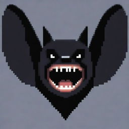 A pixelated depiction of a scared, screaming bat with a notable beard