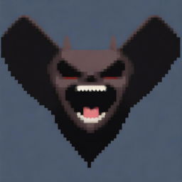 A pixelated depiction of a scared, screaming bat with a notable beard