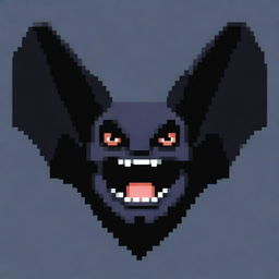 A pixel-art portrayal of a bearded bat shrieking in fear