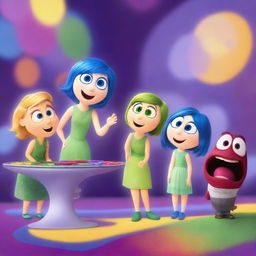 A vibrant and detailed scene featuring characters from the movie Inside Out