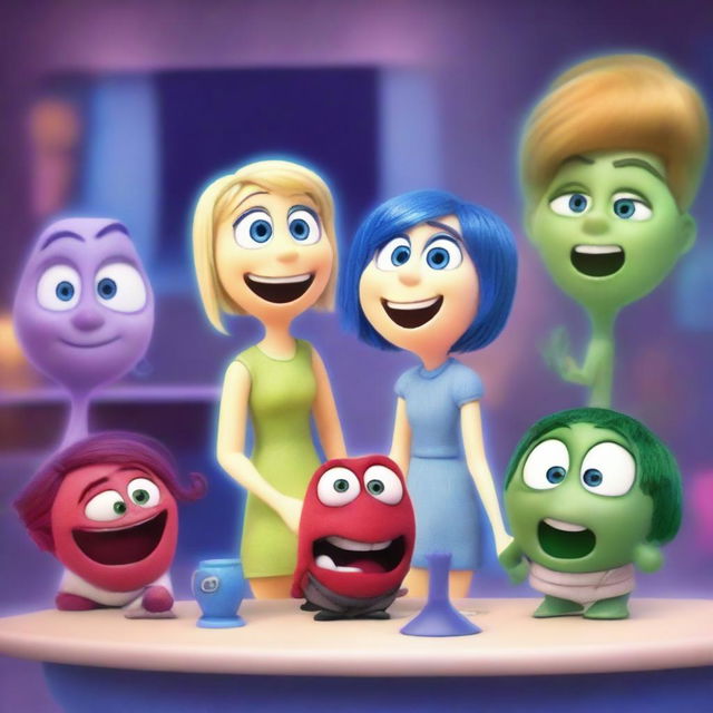 A vibrant and detailed scene featuring characters from the movie Inside Out