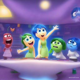 A vibrant and detailed scene featuring characters from the movie Inside Out