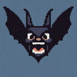 A pixel-art portrayal of a bearded bat shrieking in fear