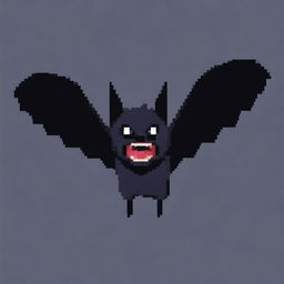 A pixel-art portrayal of a bearded bat shrieking in fear