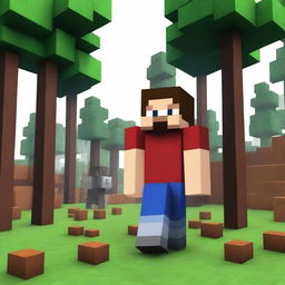 Create an image featuring Herobrine from Minecraft