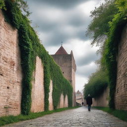 A semi-cloudy day in Cluj, featuring the historic fortress walls