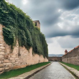 A semi-cloudy day in Cluj, featuring the historic fortress walls