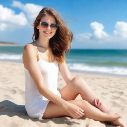 A girl with her toenails painted white, sitting in a relaxed pose