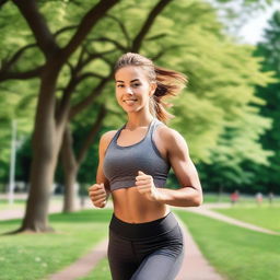 A sporty girl in athletic wear, focusing on her workout routine