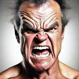 A detailed and realistic portrait of an angry man