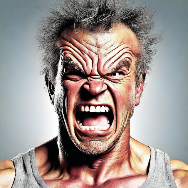 A detailed and realistic portrait of an angry man