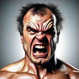 A detailed and realistic portrait of an angry man