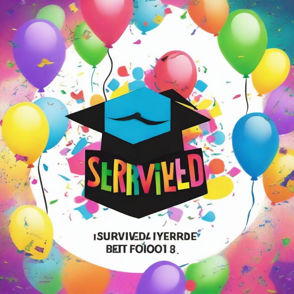 A celebratory image featuring the text 'I survived 4 years at Forestview High School' with a vibrant and colorful background