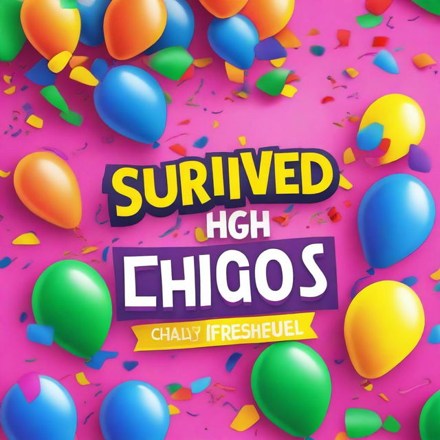 A celebratory image featuring the text 'I survived high school' with a vibrant and colorful background