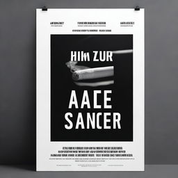 Create a black and white film poster with a dark, dramatic atmosphere