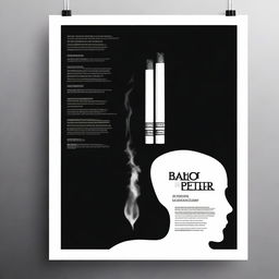 Create a black and white film poster with a dark, dramatic atmosphere