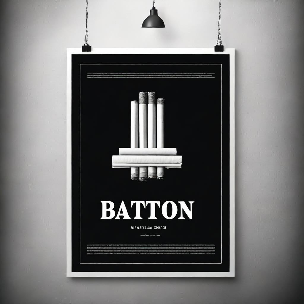 Create a black and white film poster with a dark, dramatic atmosphere