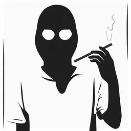 Create a black and white film poster featuring a faceless figure holding a cigarette