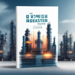 Create a book cover titled 'The 6M Risk Register' featuring a high-tech futuristic factory in the background