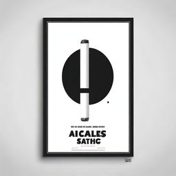 Create a black film poster with a minimalist design featuring a single cigarette as the main motif