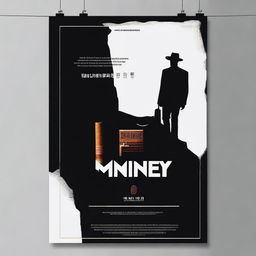 Design a black film poster with a minimalist style featuring a single cigarette as the main element