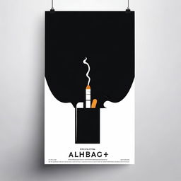 Design a black film poster with a minimalist style featuring a single cigarette as the main element