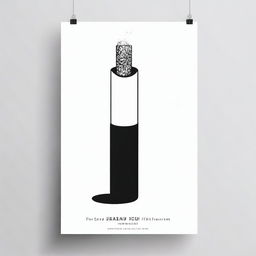 Design a black film poster with a minimalist style featuring a single cigarette as the main element