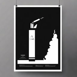 Design a black film poster with a minimalist style featuring a single cigarette as the main element