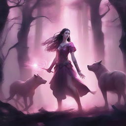A powerful scene featuring the Daughter of Artemis standing in a mystical forest