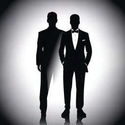 A silhouette of a man dressed in a tuxedo