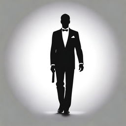 A silhouette of a man dressed in a tuxedo