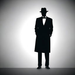 A silhouette of a man dressed in a tuxedo