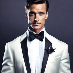 A realistic image of a man dressed in a tuxedo