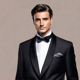 A realistic image of a man dressed in a tuxedo