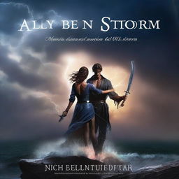 Create a book cover for a romance novel titled 'The Ally of the Storm'