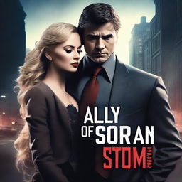 Create a modern book cover for a romance novel titled 'The Ally of the Storm'