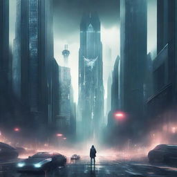 Design a dystopian novel cover featuring an AI ruling the world