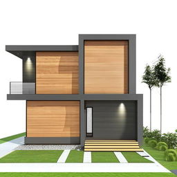 A 3D concept of a modern home fitting a 33ft by 48ft area, featuring a shop and a gate situated on the 33ft side. The house should incorporate minimalist aesthetics and contemporary architectural elements.