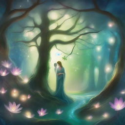 An enchanting scene of the 'Ethereal Echoes' universe, depicting love, life, nature, and soul