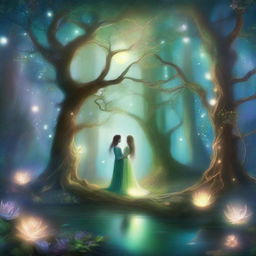 An enchanting scene of the 'Ethereal Echoes' universe, depicting love, life, nature, and soul